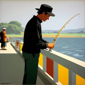 Beach fisherman with paddle and reel