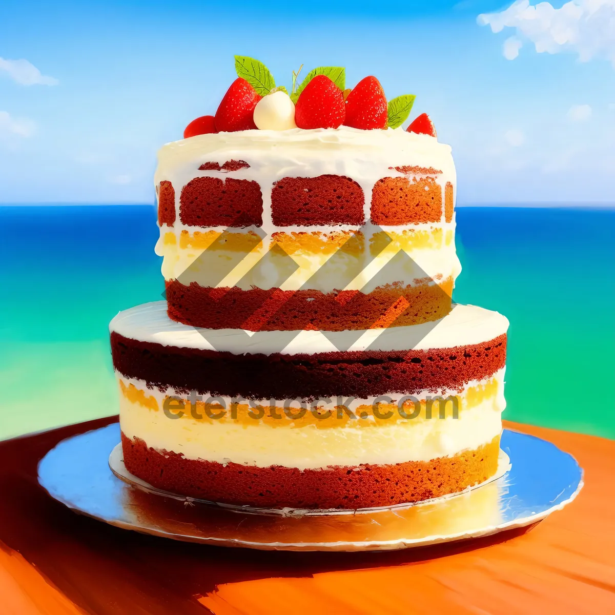 Picture of Delicious Berry Cream Cake for Special Occasions