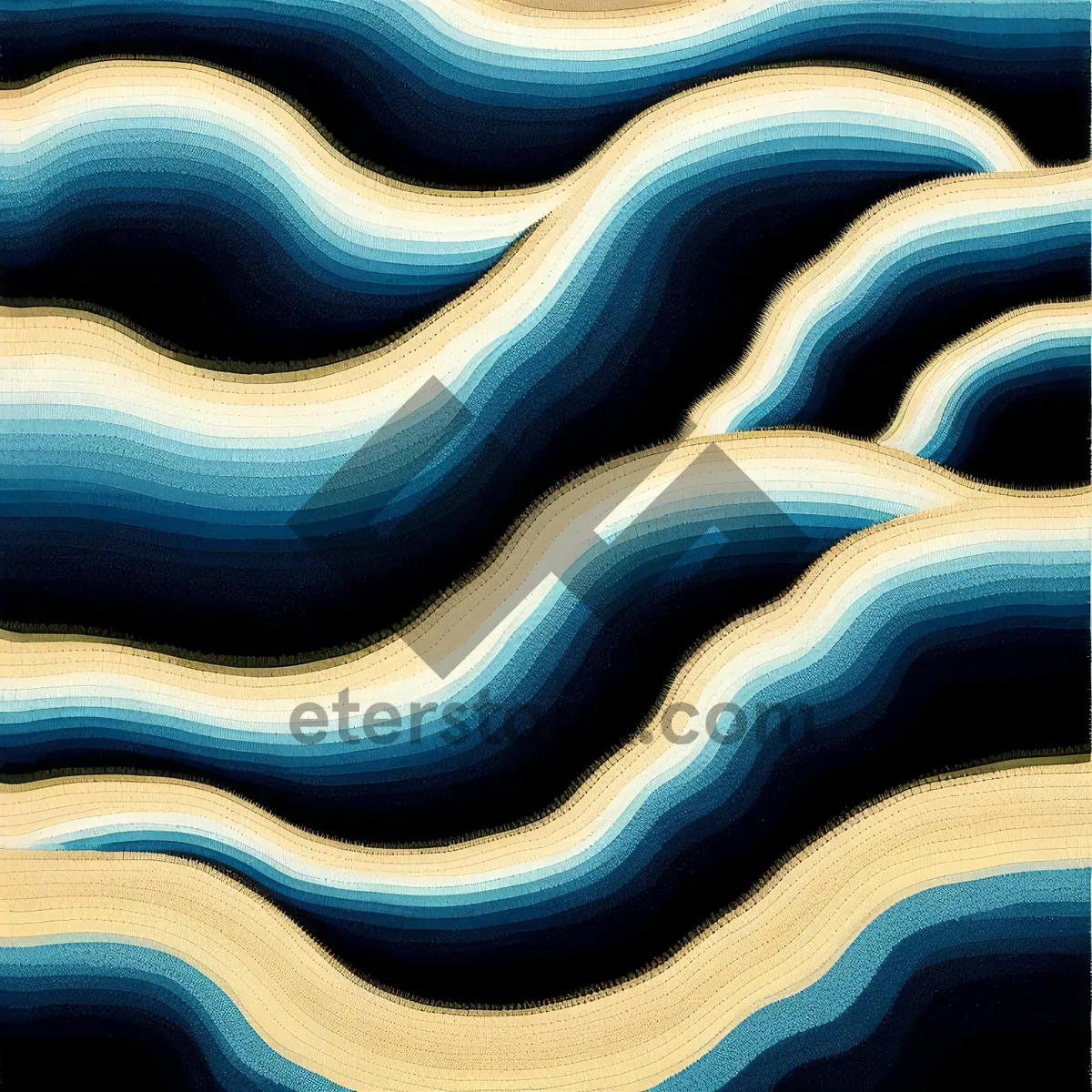 Picture of Abstract Energy Wave in Glowing Black - Geometric Art