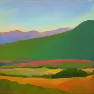 Serene Highlands: Rolling Fields Under Clear Skies
