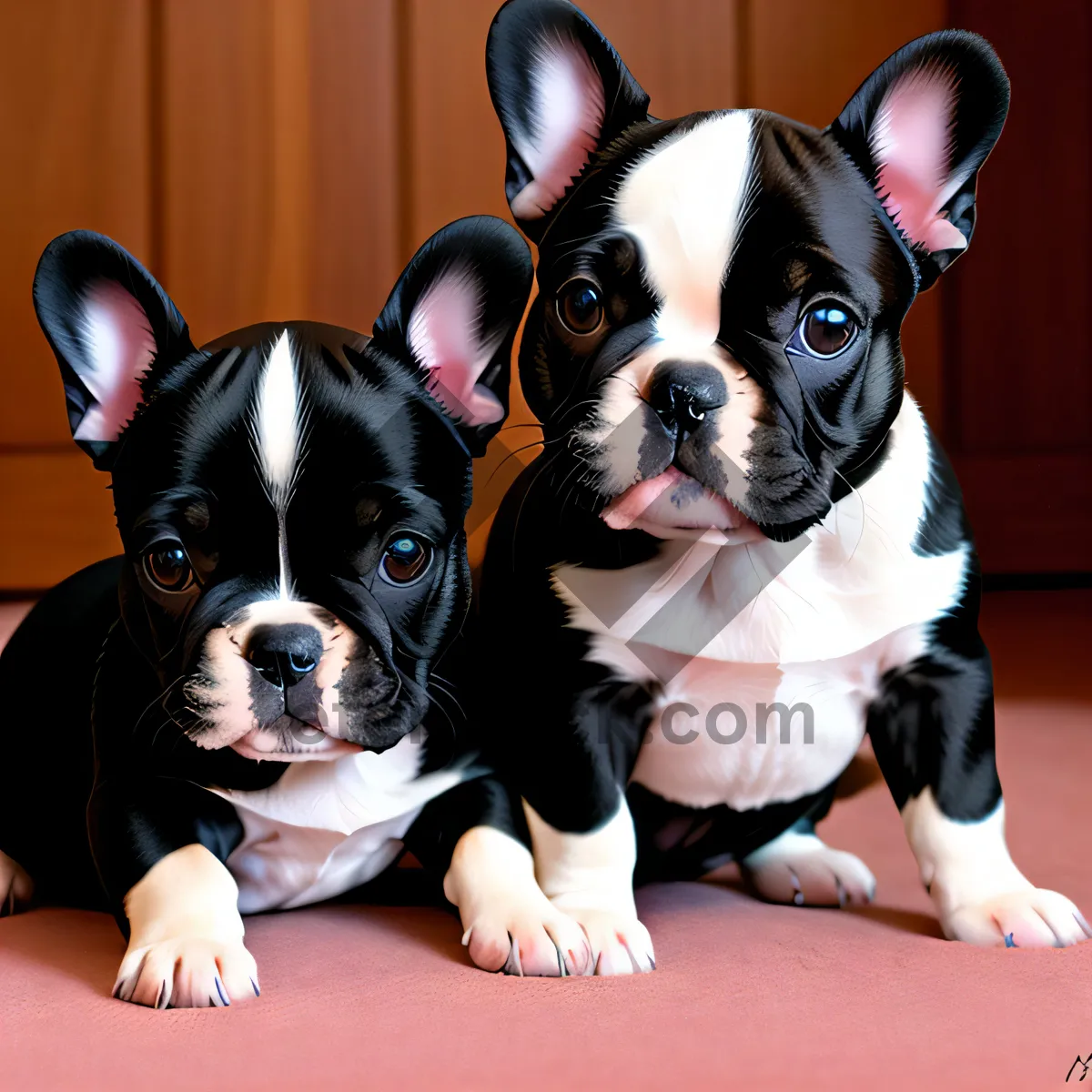 Picture of Adorable Bulldog Puppy with Wrinkles - Studio Portrait