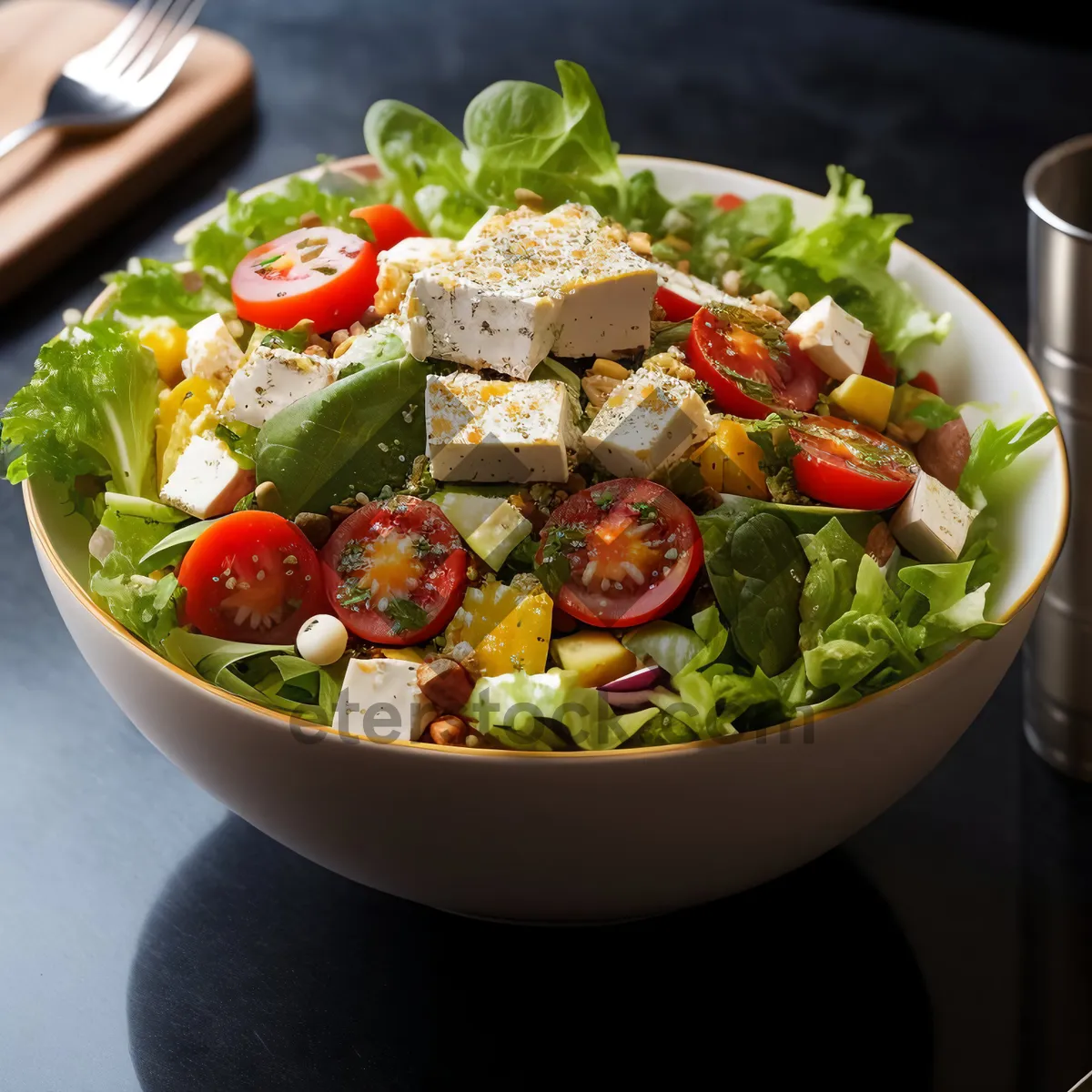 Picture of Healthy Vegetable Salad with Fresh Olive Oil Dressing