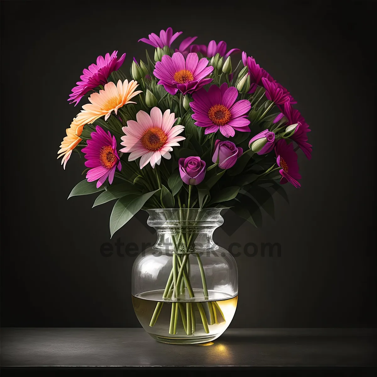 Picture of Colorful Spring Flower Bouquet in Vase Decoration