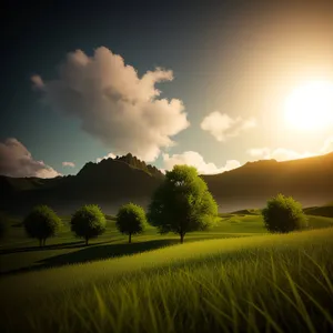 Golden countryside horizon with vibrant skies