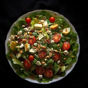 Grilled vegetable salad with olive tomato sauce