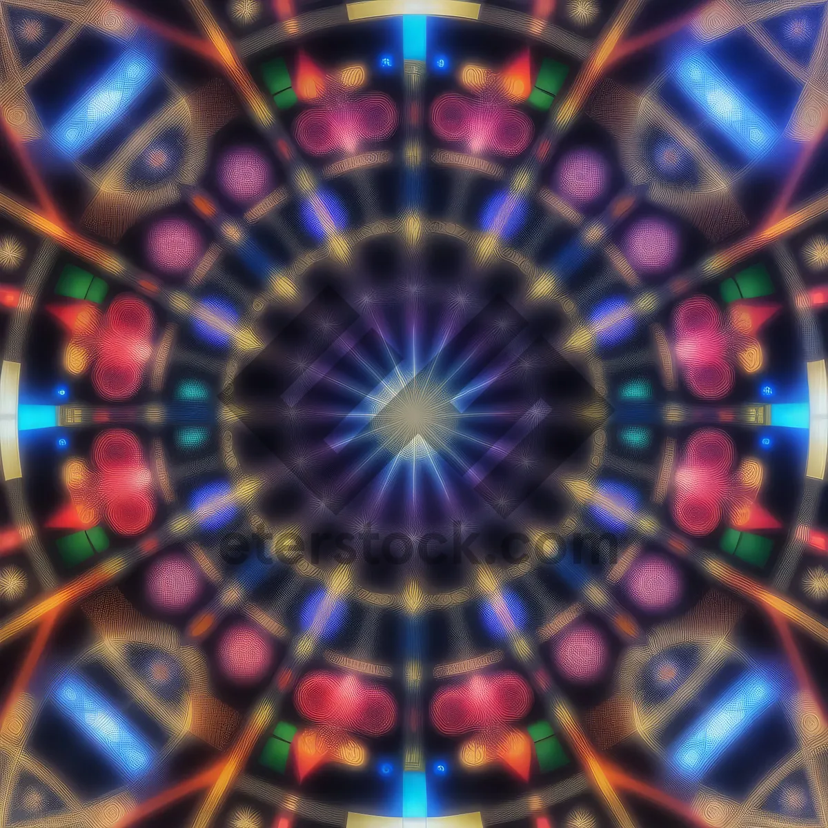 Picture of Luminous Geometric Art in Digital Kaleidoscope