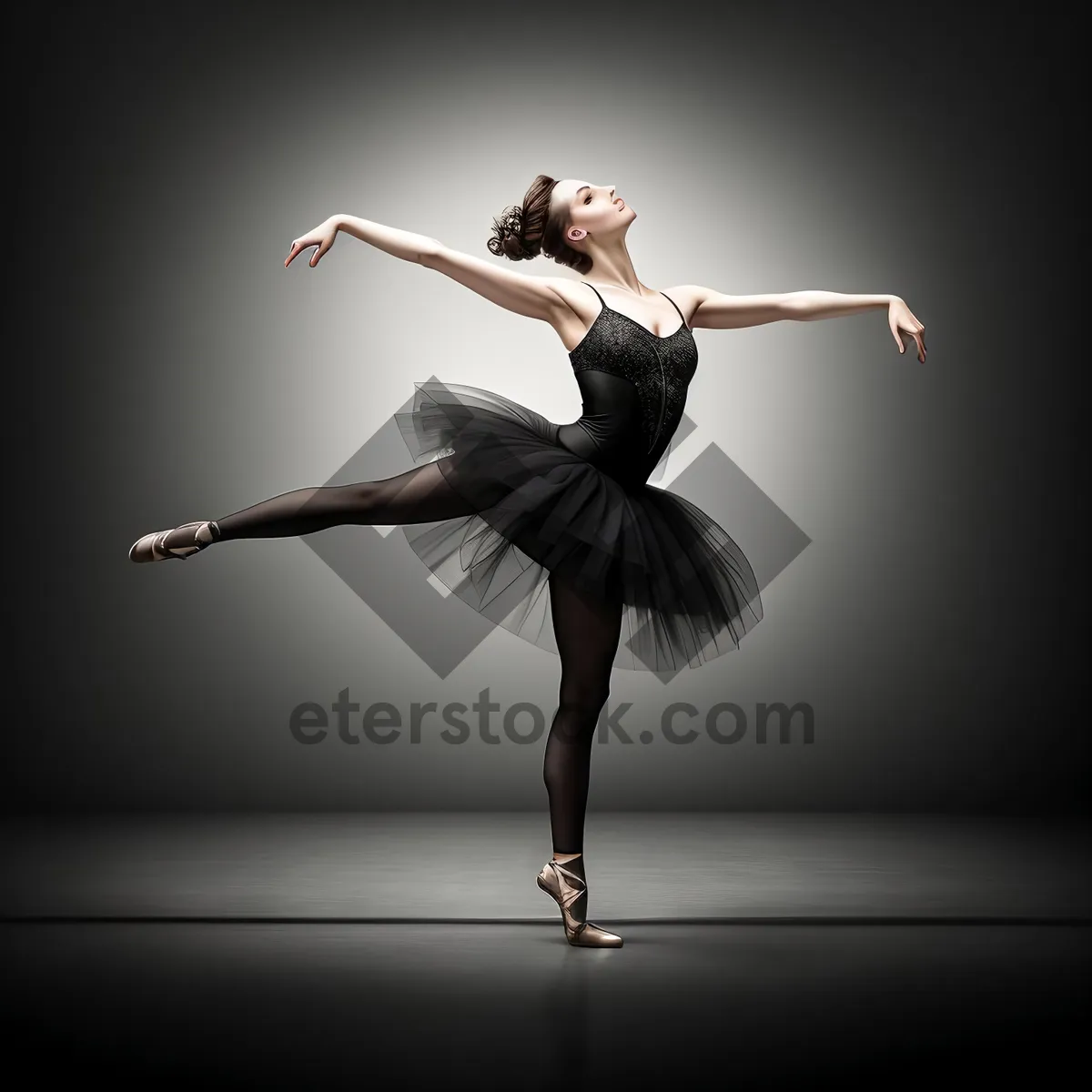 Picture of Energetic Ballerina Gracefully Leaps in the Sky