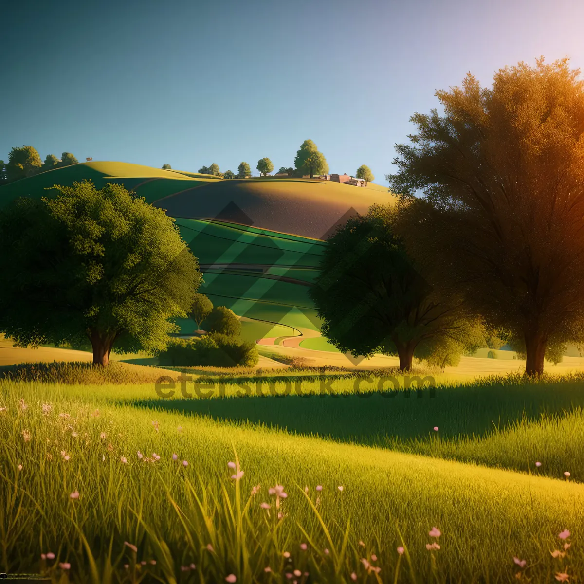 Picture of Vibrant Rapeseed Field Under Sunny Sky