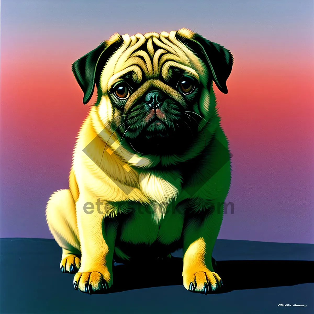 Picture of Cute Wrinkled Pug Bulldog Puppy - Adorable Studio Portrait