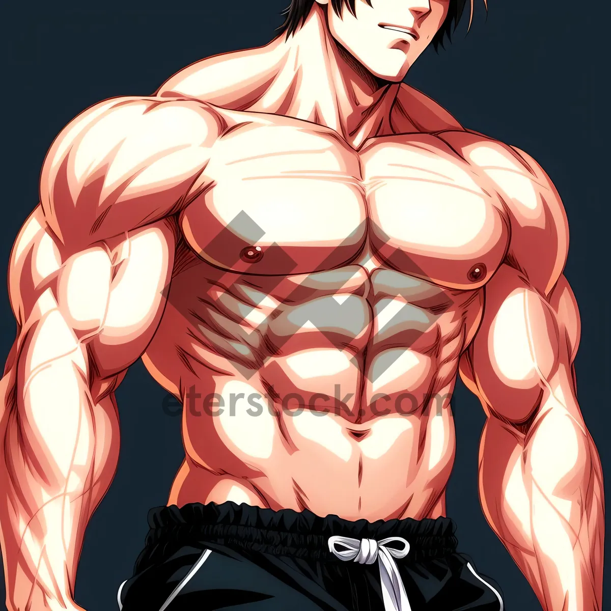 Picture of Muscular Pinup: Bodybuilder Cartoon Art