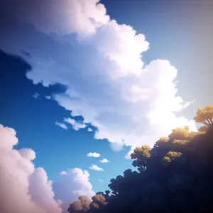 Vibrant Summer Sky with Fluffy Clouds