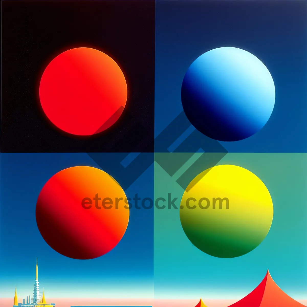 Picture of Colorful Shuttlecock Sphere Icon with Reflection