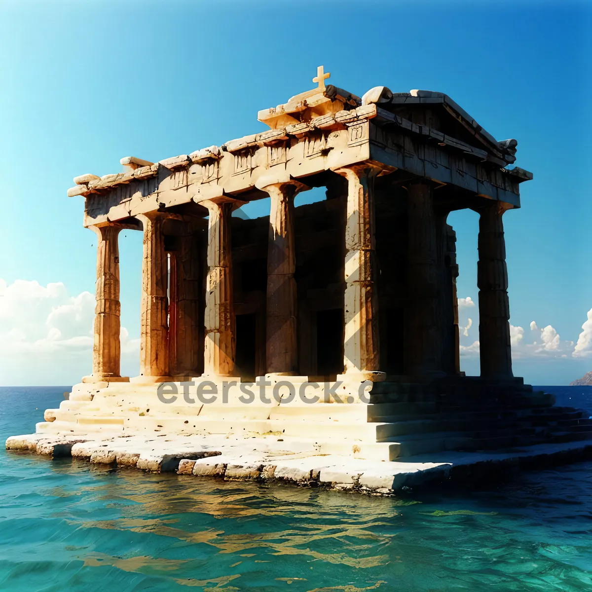 Picture of Ancient Temple at Waterfront Tourist Pier