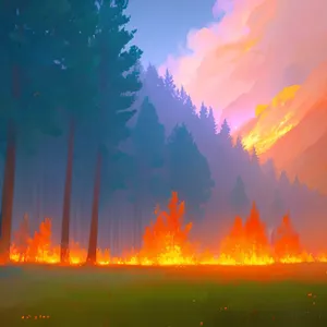 Radiant Sunset: Fiery Skies and Golden Horizons
