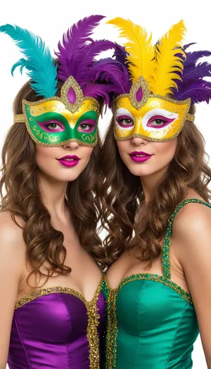 Attractive Lady in Venetian Mask at Masquerade Carnival