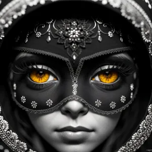 Mysterious Venetian Masked Lady with Alluring Eyes