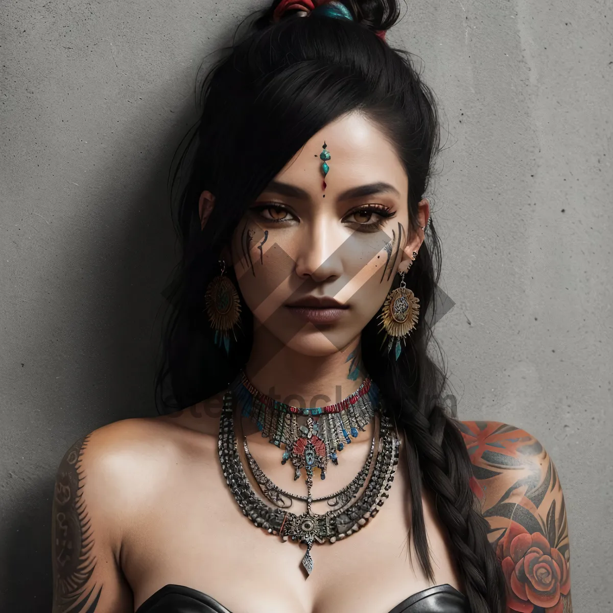 Picture of Attractive brunette fashion model with sensual appeal.
