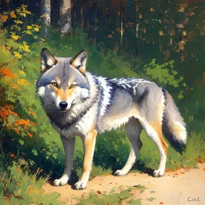 Wild Timber Wolf - Majestic Canine with Piercing Eyes