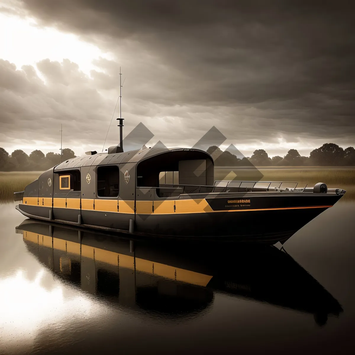 Picture of Luxury hydrofoil yacht sailing on the serene ocean.