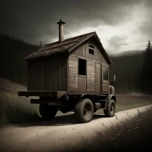 Vintage Mobile Home on the Open Road