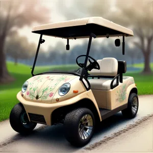 Sporty Golf Cart on Lush Green Course