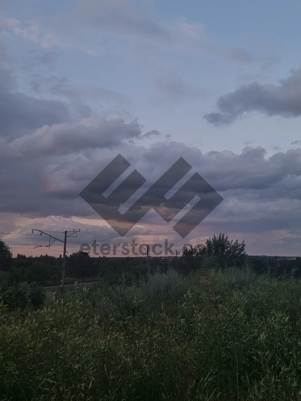 Picture of Autumn Forest Landscape with Turbines in the Sky