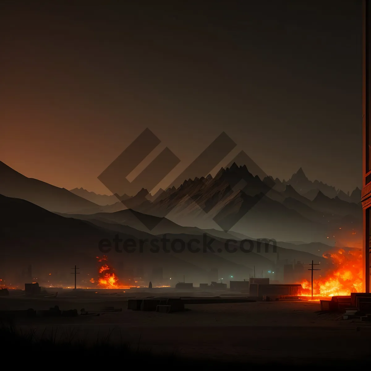 Picture of Majestic Sunset Over Mountains and River