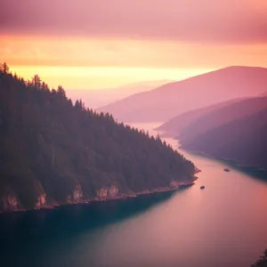 Mountain Sunset Reflection on Calm Lake
