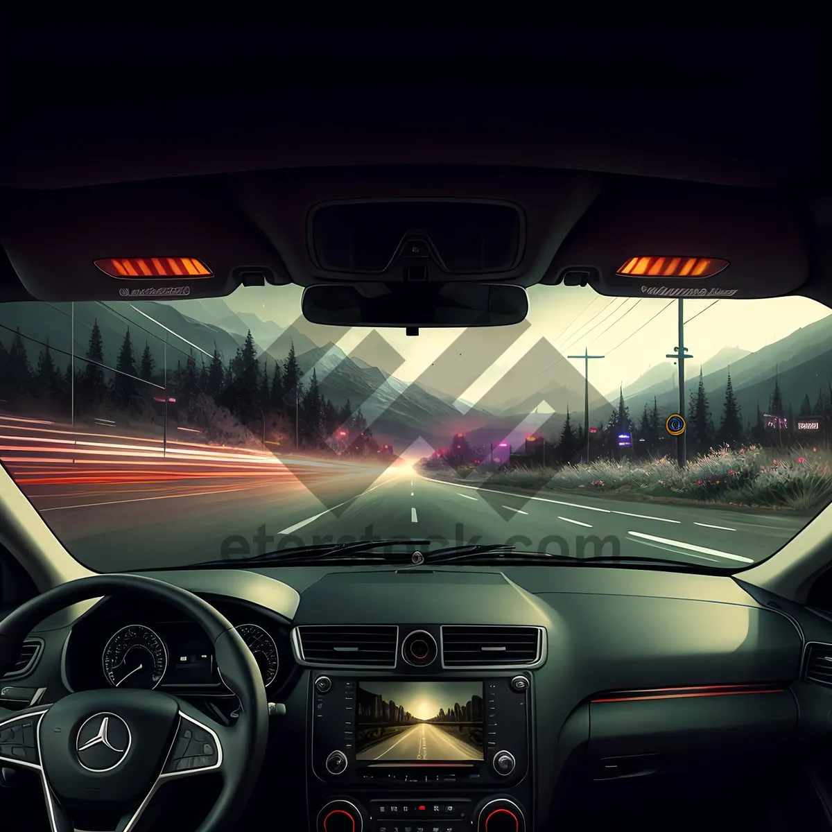 Picture of Fast Road Drive: Speedy Automobile on Highway