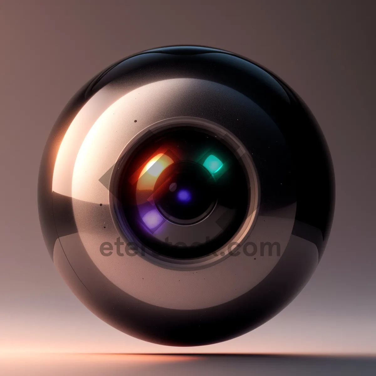 Picture of Shiny Black Glass Button with Orange Reflection