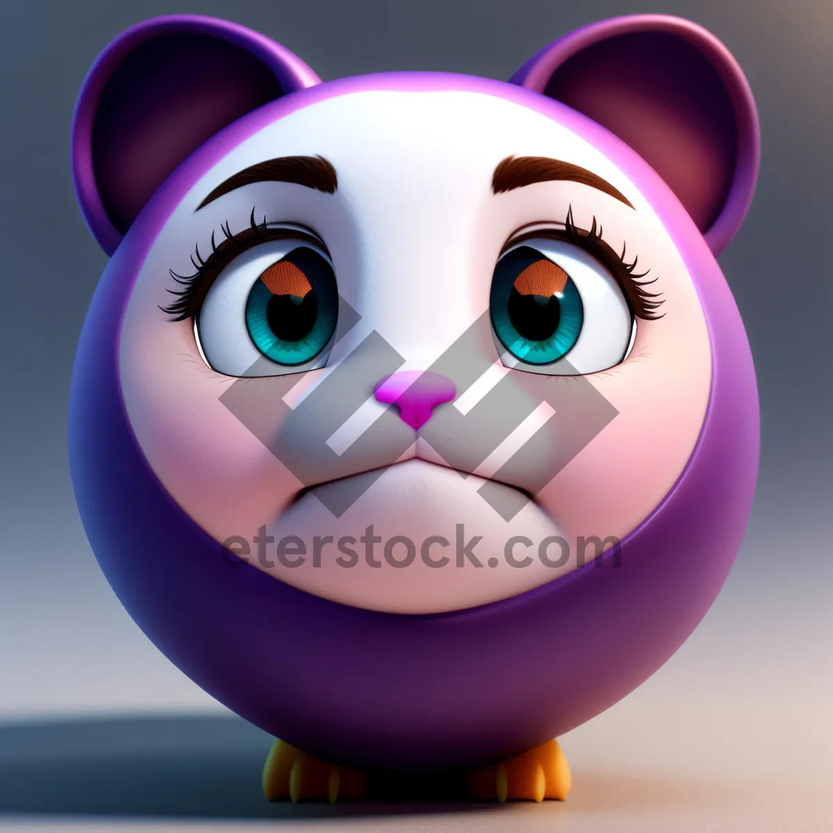 Picture of Cute Piggy Bank Smiling with Money-Filled 3D Cartoon