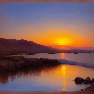 Golden Sunset Over Peaceful Tropical Beach