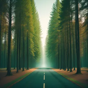 Serene Forest Pathway under Golden Sunlight