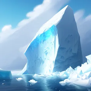 Frozen Arctic Glacier in Crystal Clear Winter Sky
