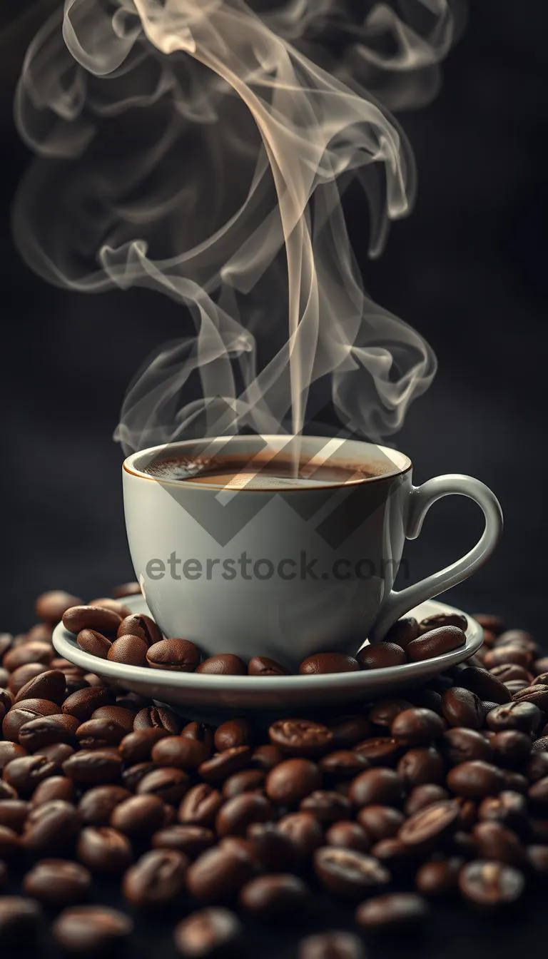 Picture of Dark Gourmet Breakfast Plate with Hot Coffee Mug