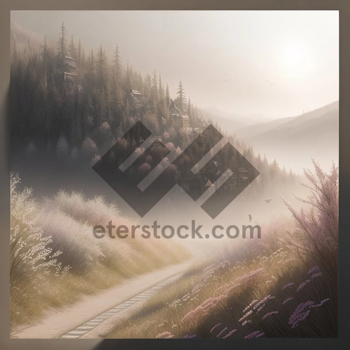 Picture of Roadscape under cloudy skies with windshield wiper