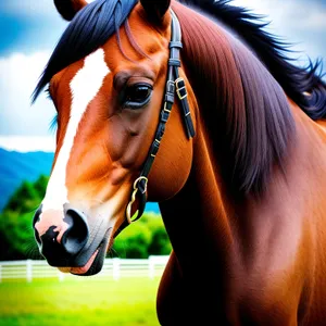 Majestic equine stallion grazing in the countryside