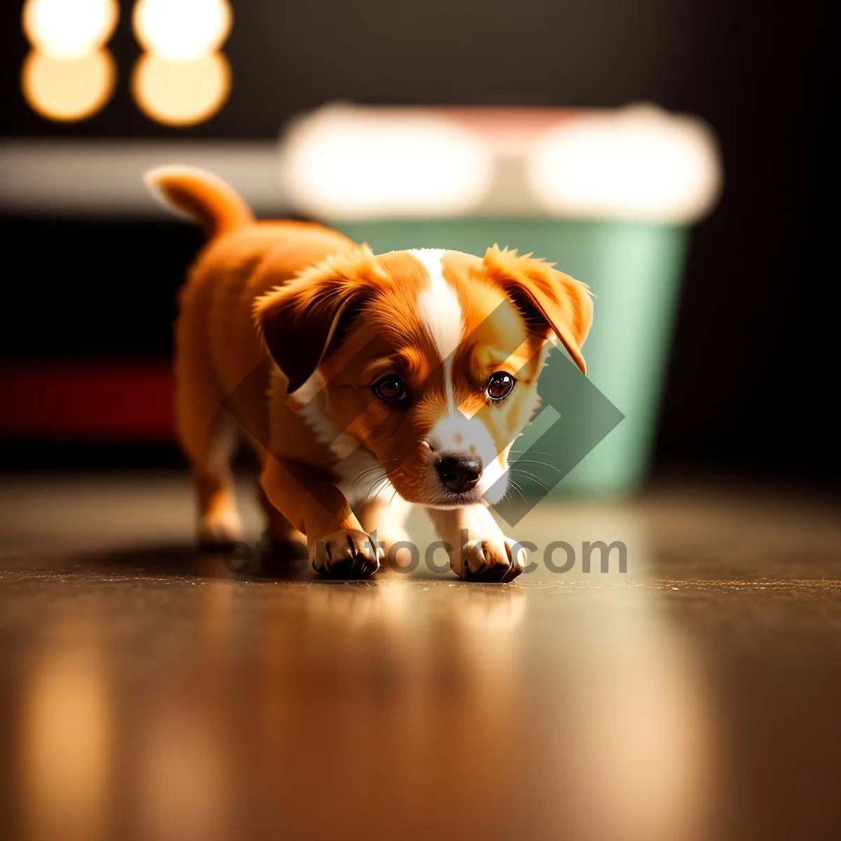Picture of Adorable Beagle Puppy on Pool Table