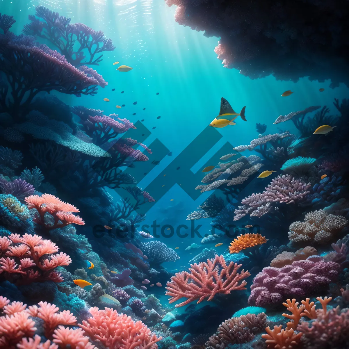 Picture of Colorful Coral Reef - Sunlit Underwater Paradise