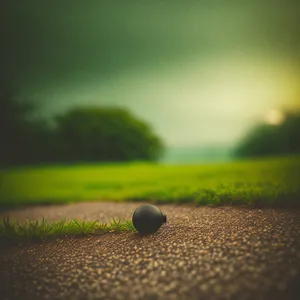 Green Golf Ball on Grass
