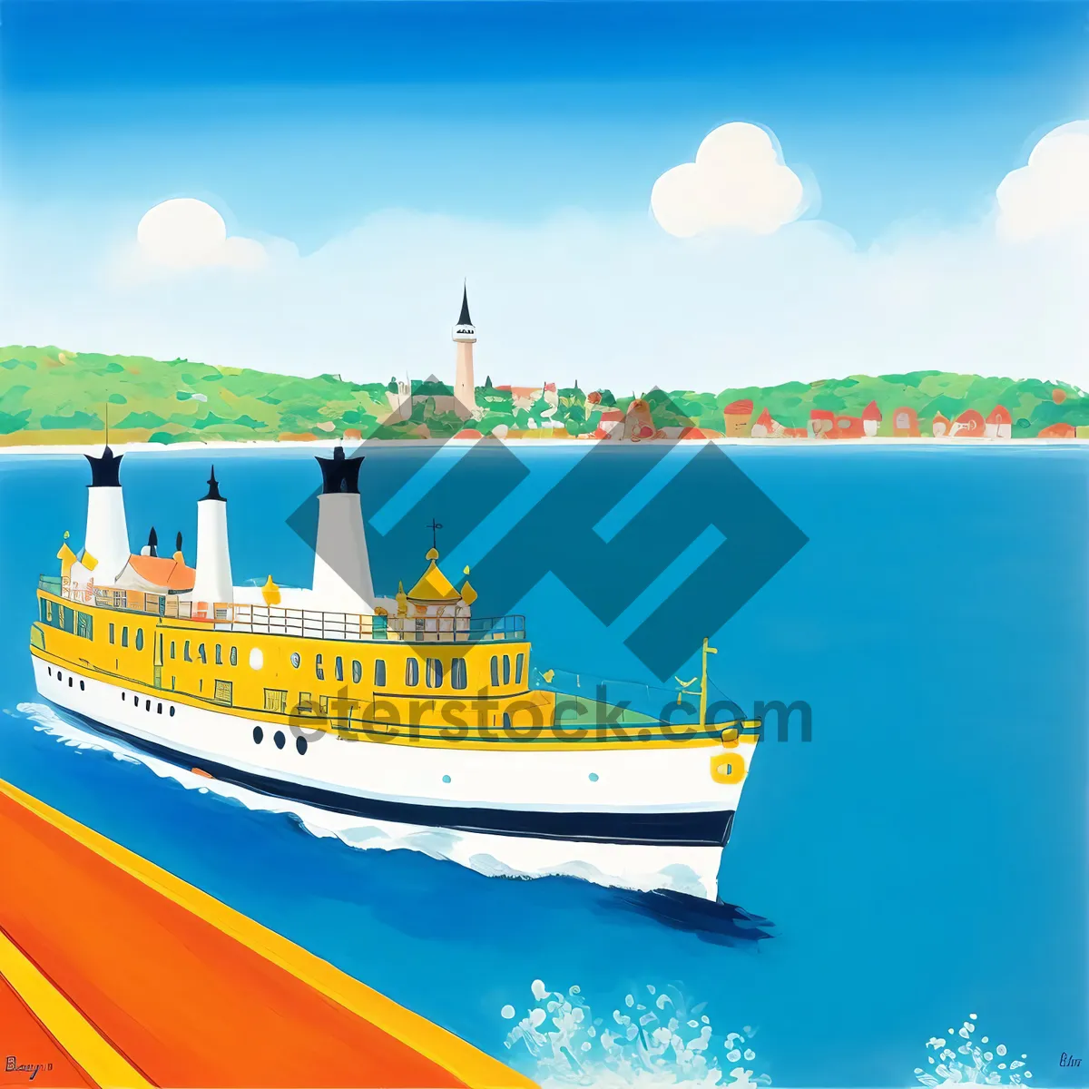 Picture of Summer Seaside Cruise Ship at Marina
