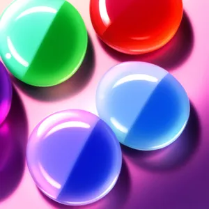 Colorful Glass Button Set with Reflections