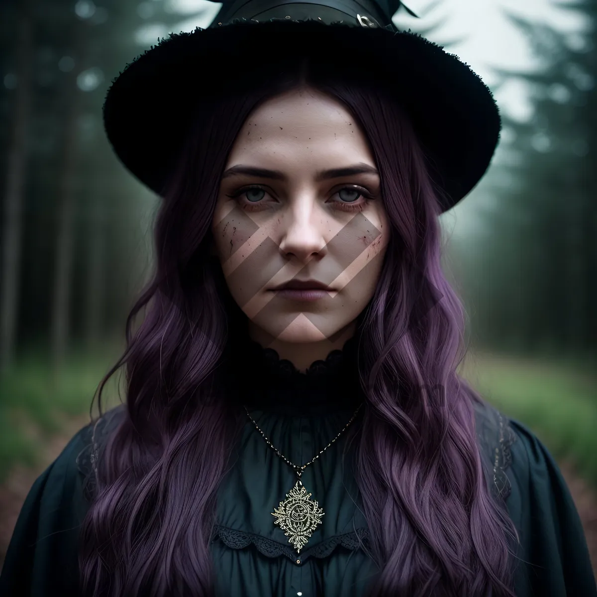 Picture of Smiling Brunette Lady in Fashionable Cloak