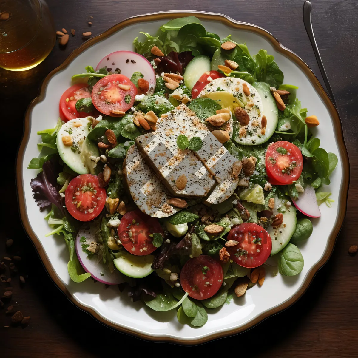 Picture of Fresh Vegetables Salad Plate with Gourmet Cheese