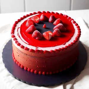 Sweet Berry Chocolate Cake with Icing and Candy Disk