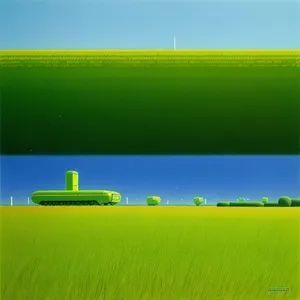 Serene Wheat Field under Blue Sky in Rural Landscape