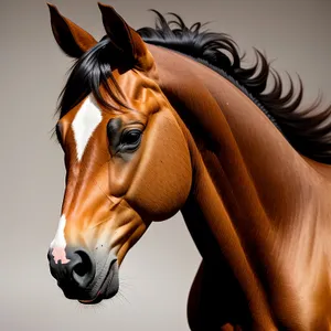 Beautiful Brown Thoroughbred Stallion in Bridle