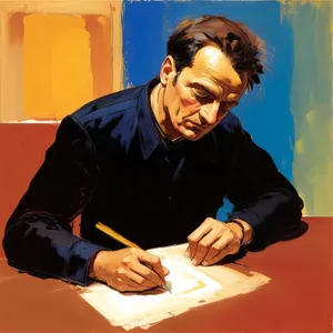 Professional man working at office desk.