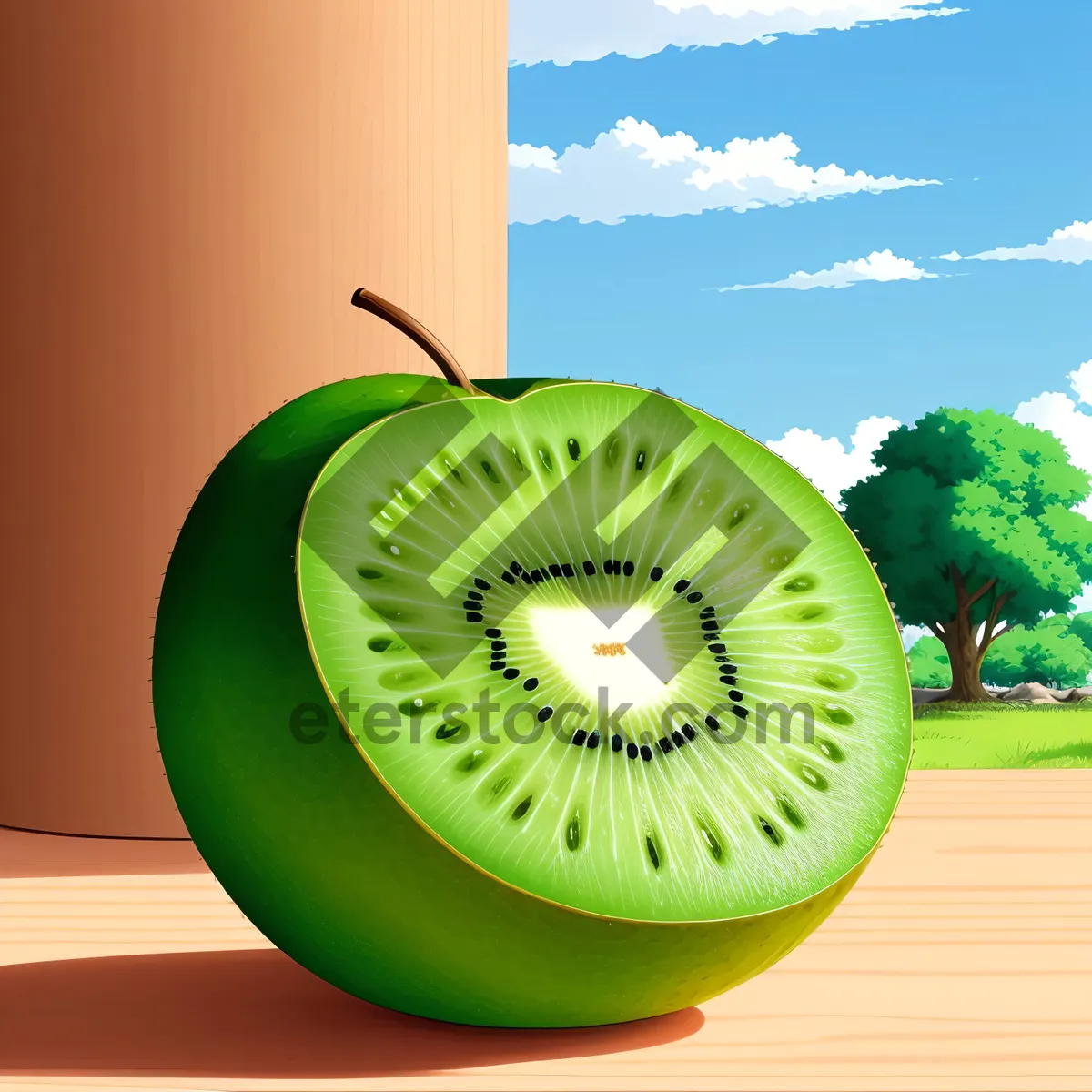 Picture of Juicy Kiwi Slice - Refreshing and Nutritious Tropical Fruit