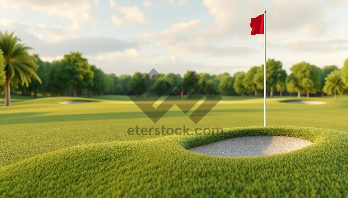 Picture of Vibrant summer sky with golfer on course